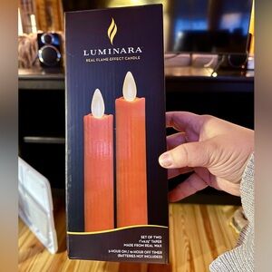 Luminara Flameless Taper Candle Set - Orange